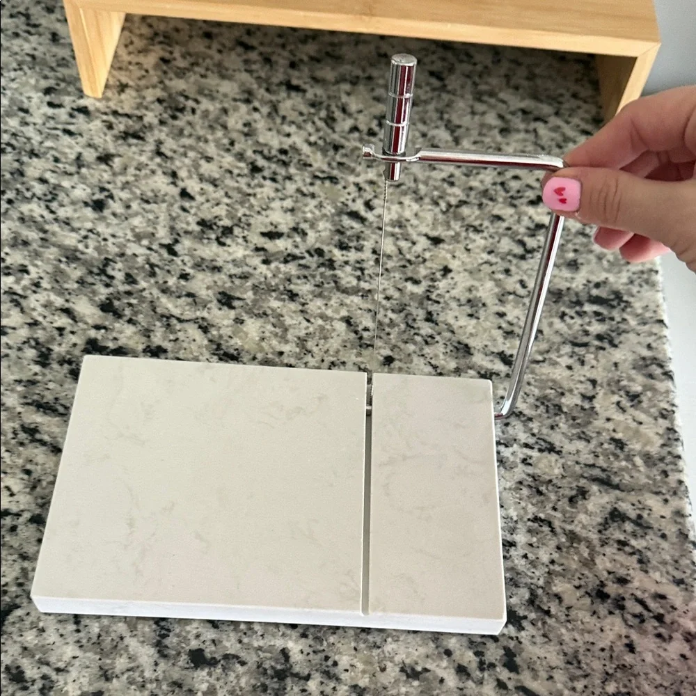 Marble Cheese Slicer with Silver Handle